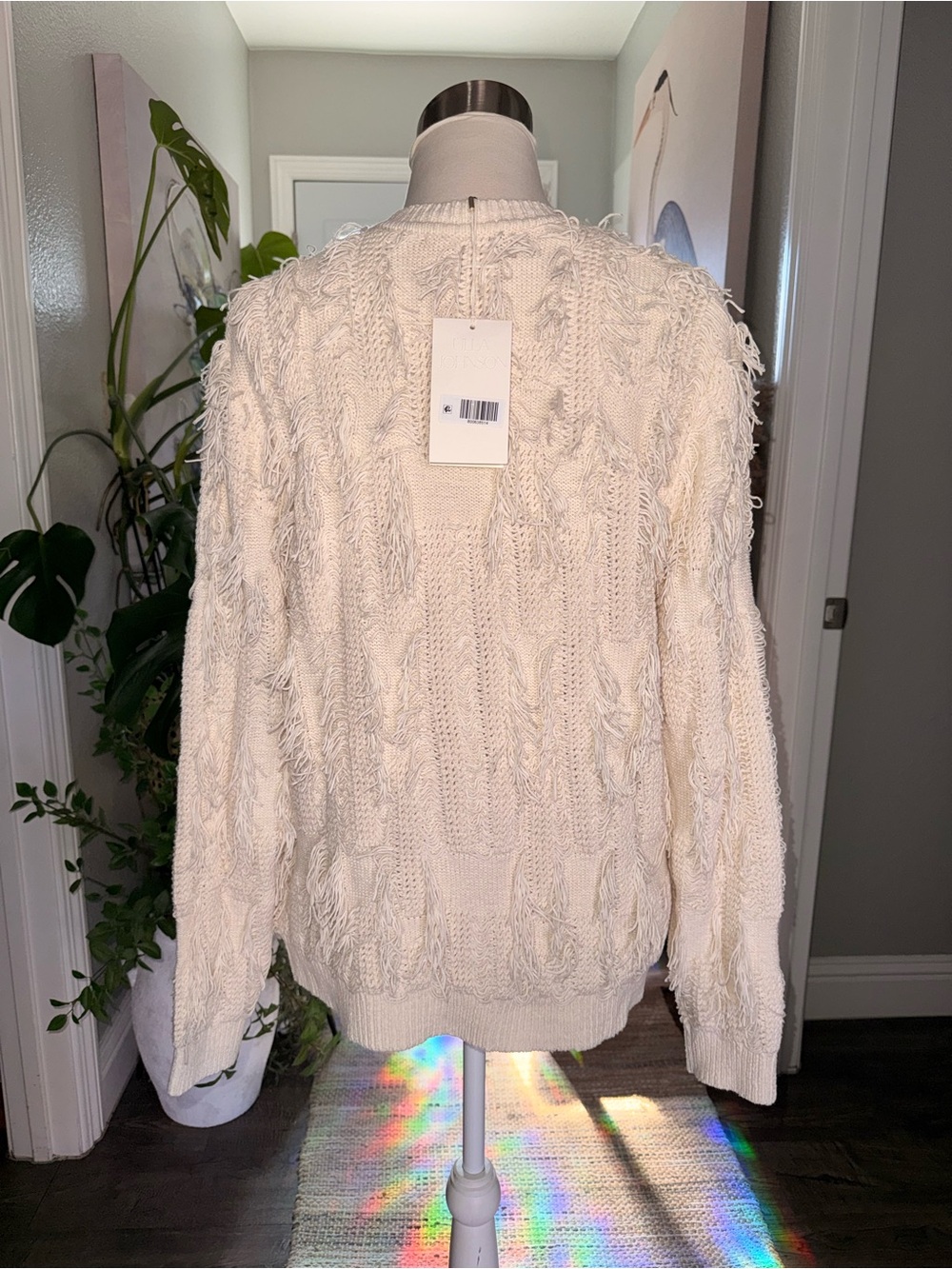 NWT Ulla Johnson Eliana Cream Pull Over Fringed Crewneck Sweater Small - Picture 5 of 8